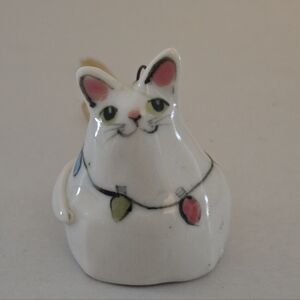 VTG 80s Ceramic Studio Art Pottery Cat Christmas Tree Ornament Holiday Lights